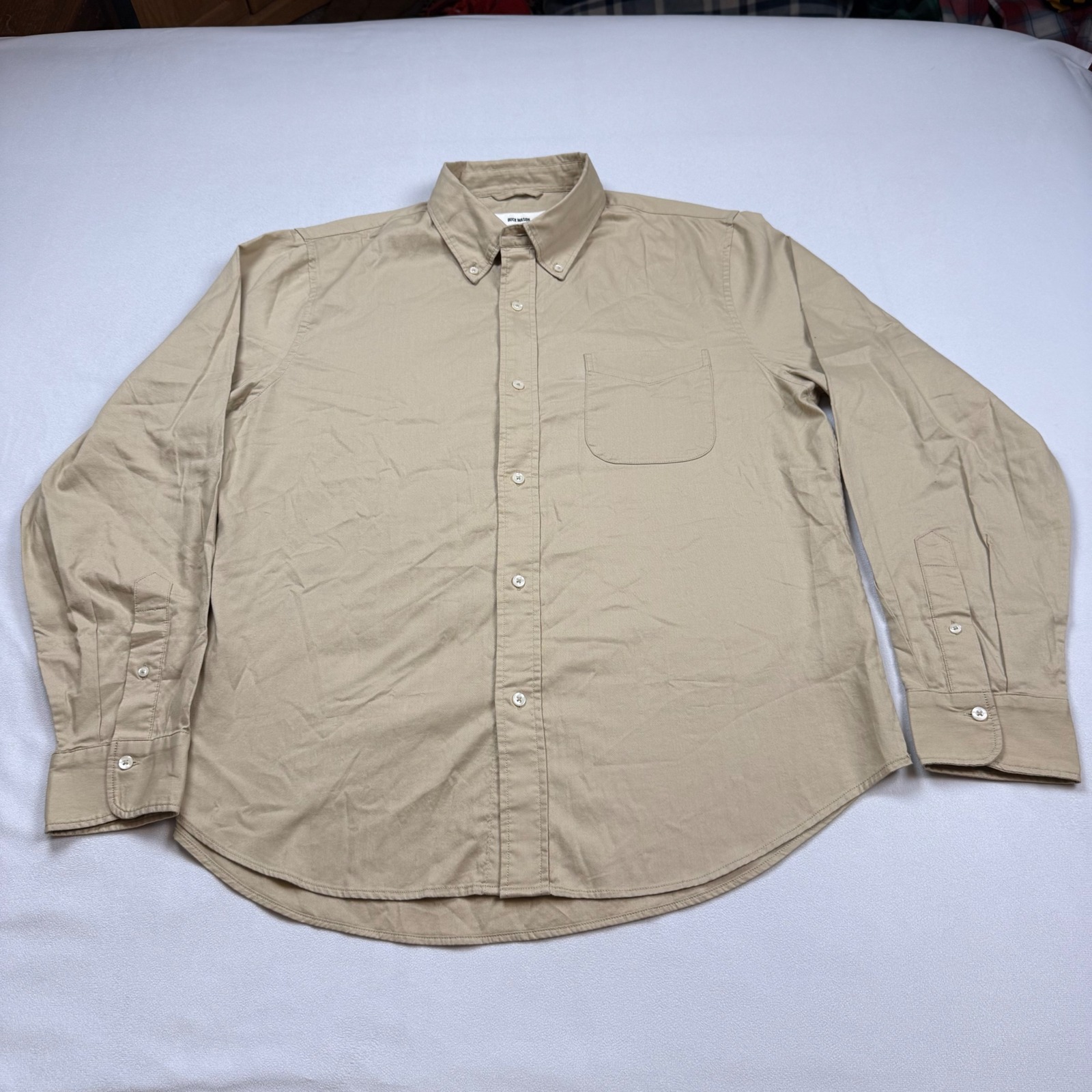 Buck Mason Mens Xl Khaki Tan Cotton Long Sleeve Button Down Shirt Bm13139.145
